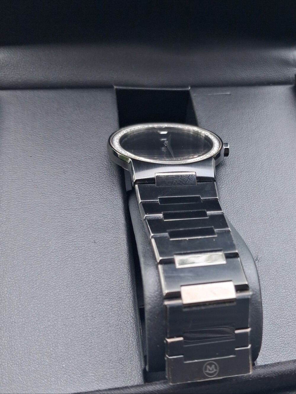 Movado Black and Silver Museum Dial Watch with DIAMOND Bezel - Picture 7 of 16